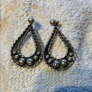 Elegant Silver Teardrop Earrings with Braided Accents